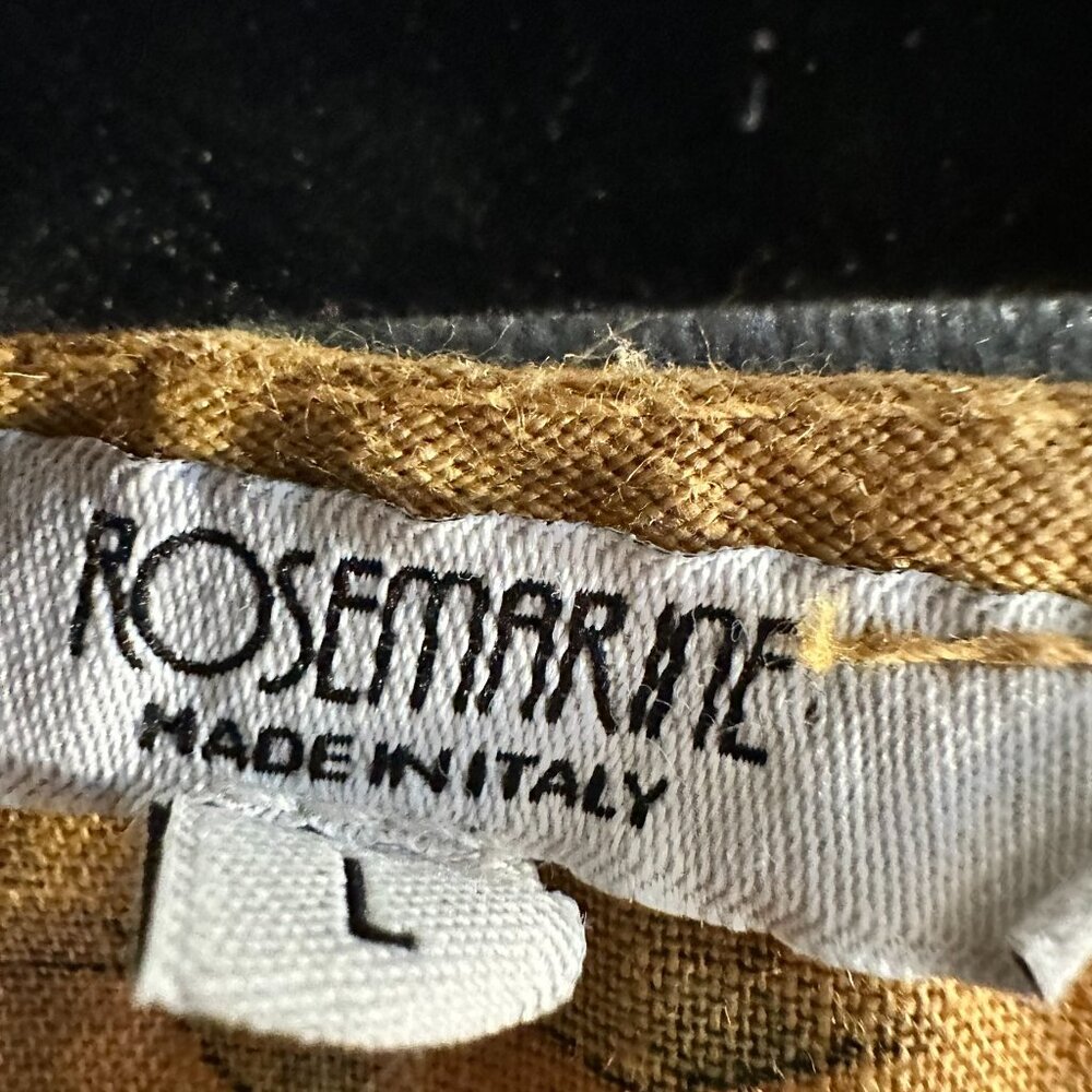 ROSEMARINE Made In Italy 100% Linen Midi Dress Mustard Yellow Floral Button Lrg - Picture 6 of 10